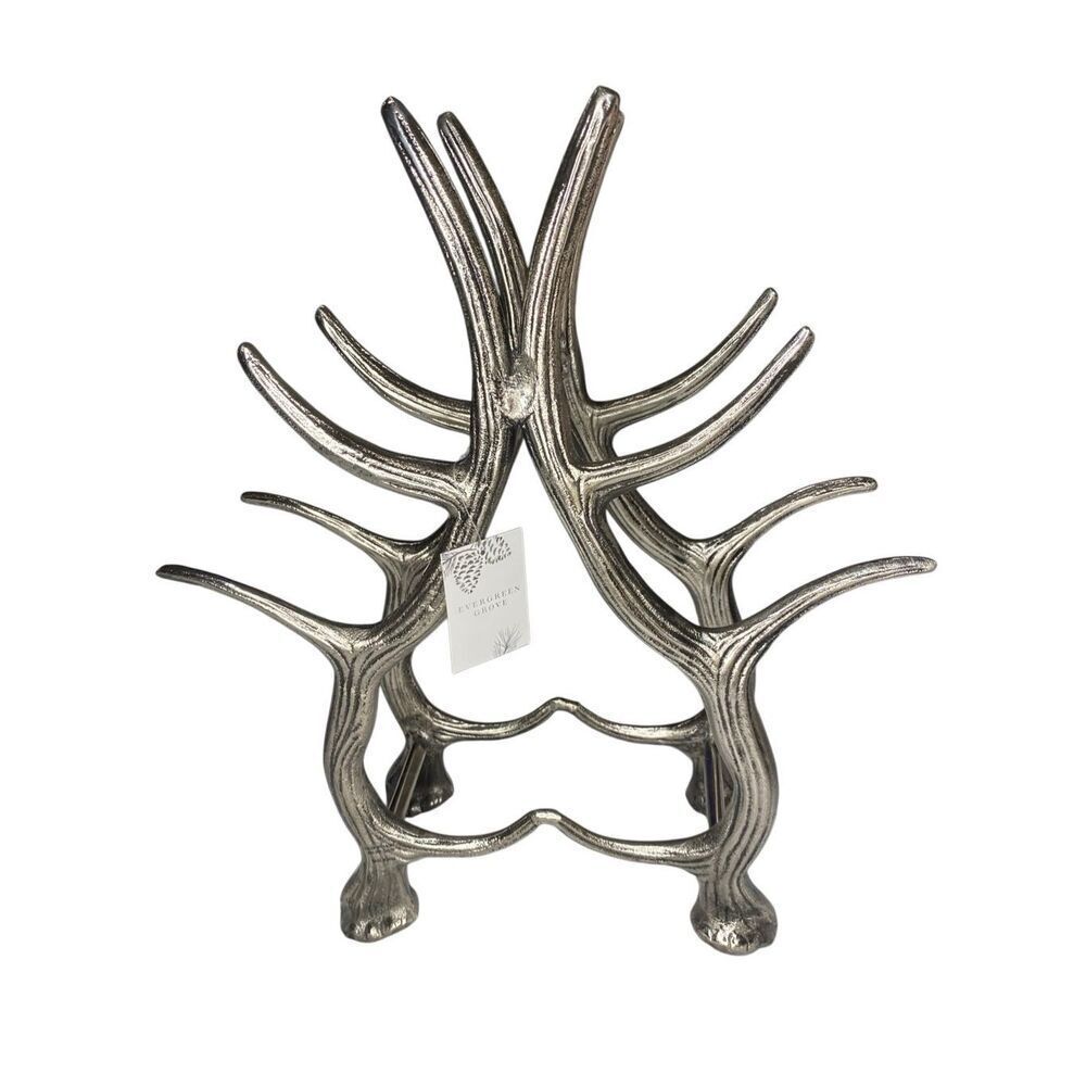 Evergreen Grove Metal Deer Antler Wine Rack Bottle Holder Rustic Decor Western